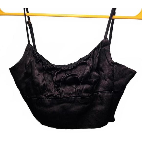 Black Cropped Top with Adjustable Straps for Women No Tag - Picture 2 of 5